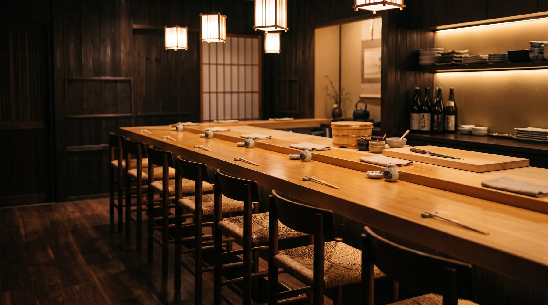 鮨 わたなべの店内